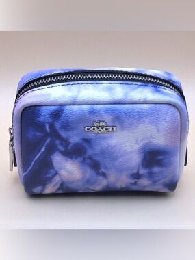 Coach Tie Dye Print Mini Makeup Box Blue Purple in Signature Canvas Leather